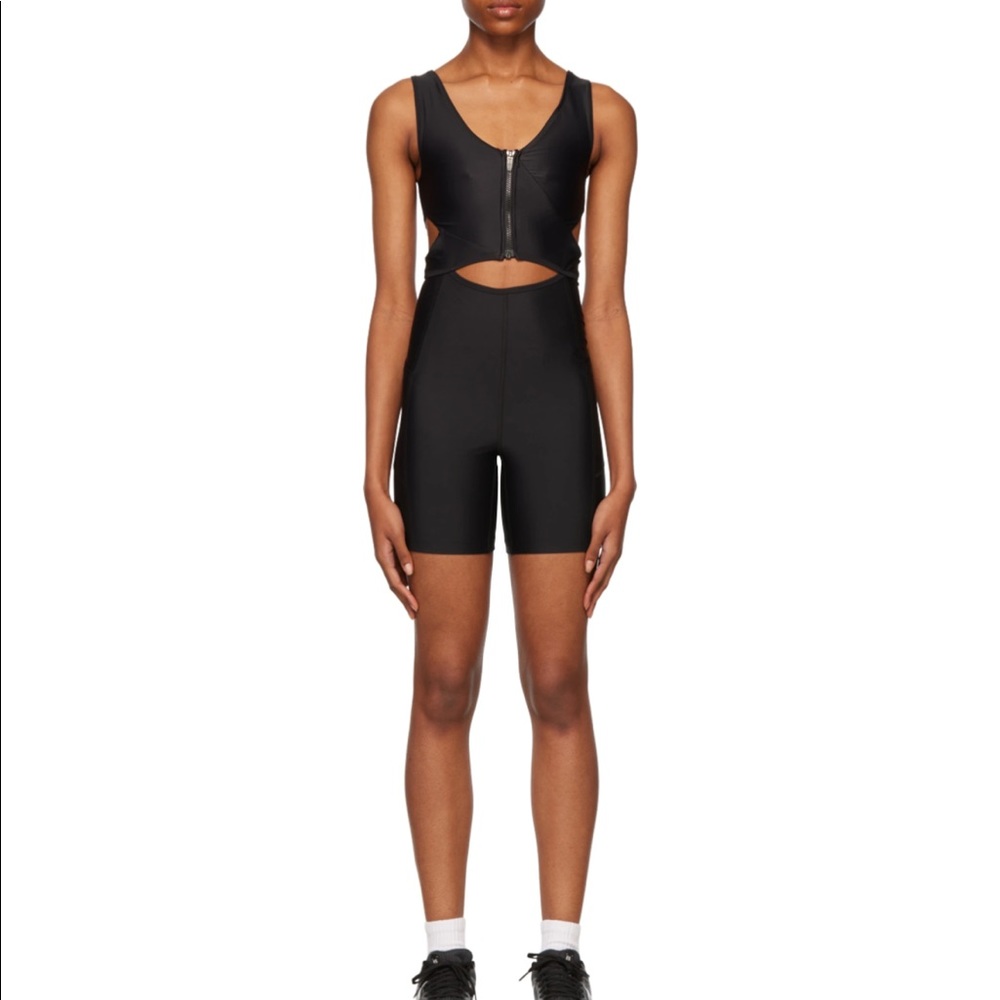 Outdoor voices black cutout bodysuit.
